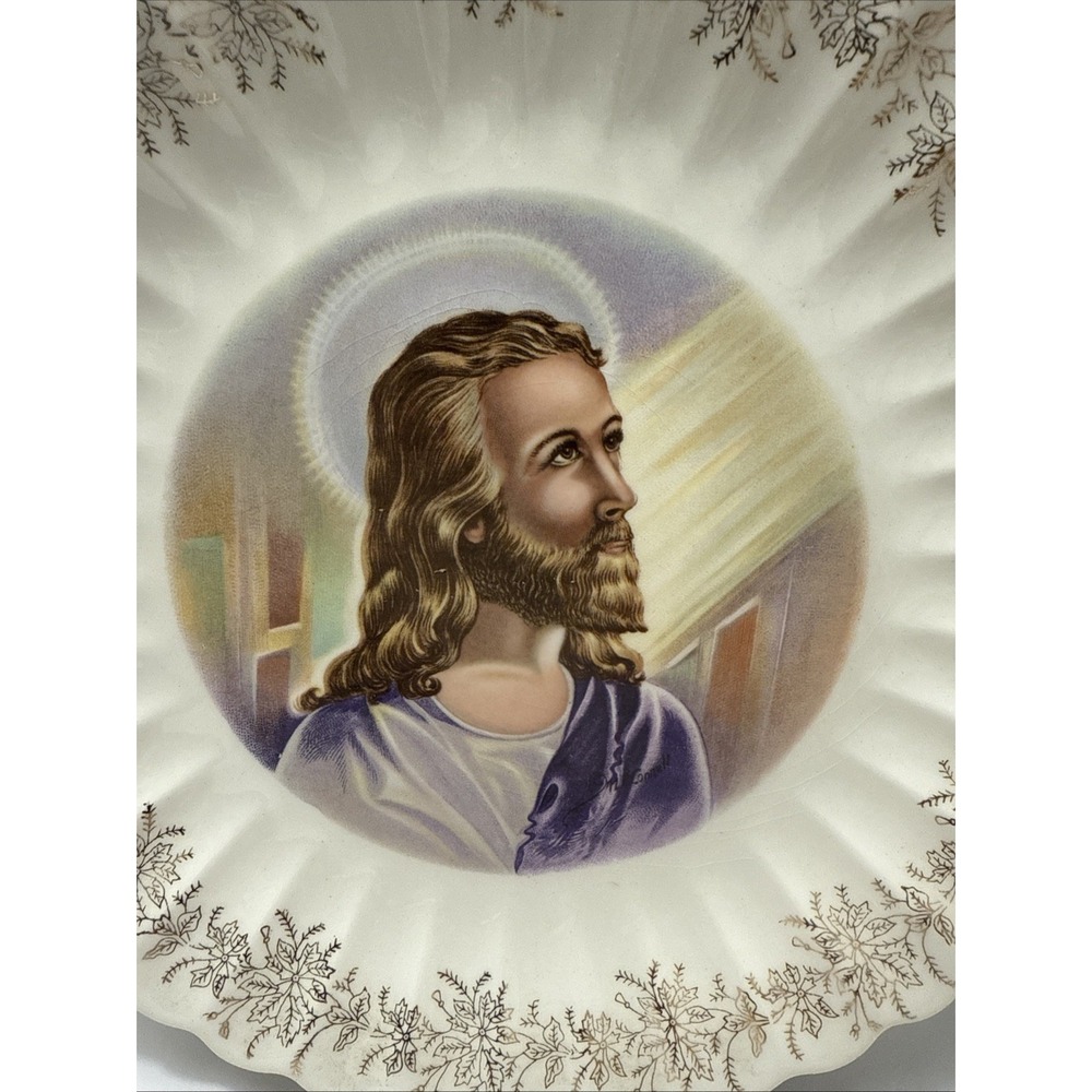 Vintage Religious Jesus Inspiration Christianity Plate Sanders 23k Gold First Ed